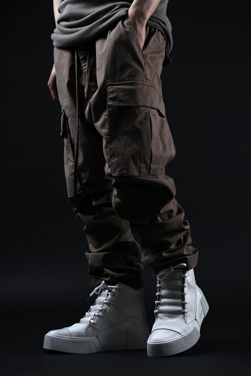 BORIS BIDJAN SABERI COW LEATHER MID CUT SNEAKER / WASHED & HAND TREATED "BAMBA1.1-SIN" (LIGHT GREY)