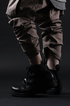 画像をギャラリービューアに読み込む, BORIS BIDJAN SABERI HORSE PUNCHING LEATHER LACE UP MIDDLE BOOTS / WASHED &amp; HAND-TREATED &quot;BOOTS4-SIN&quot; (BLACK)