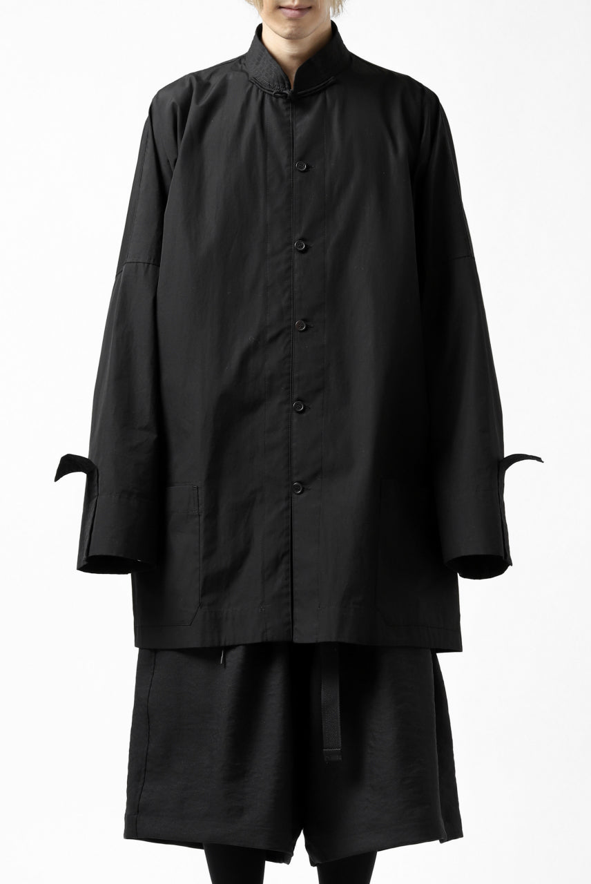 Y's BANG ON! No.120 CUFF ST CHINA SHIRT / AIR-TUMBLED COTTON (BLACK)