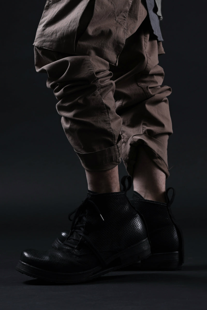 画像をギャラリービューアに読み込む, BORIS BIDJAN SABERI HORSE PUNCHING LEATHER LACE UP MIDDLE BOOTS / WASHED &amp; HAND-TREATED &quot;BOOTS4-SIN&quot; (BLACK)