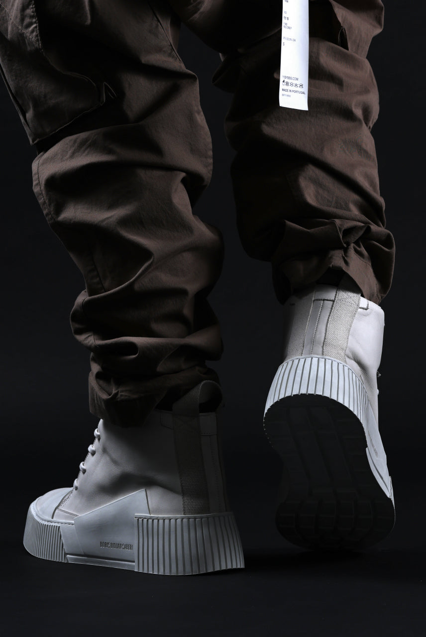 BORIS BIDJAN SABERI COW LEATHER MID CUT SNEAKER / WASHED & HAND TREATED "BAMBA1.1-SIN" (LIGHT GREY)