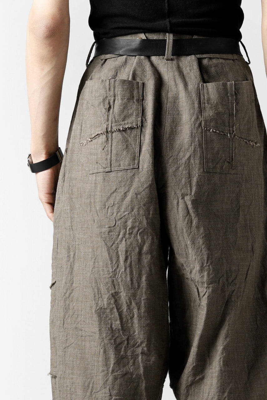 YUTA MATSUOKA cross switch cropped pants / spec dyed canvas (khaki)