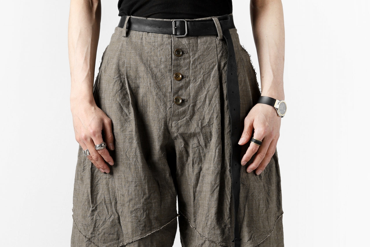 YUTA MATSUOKA cross switch cropped pants / spec dyed canvas (khaki)