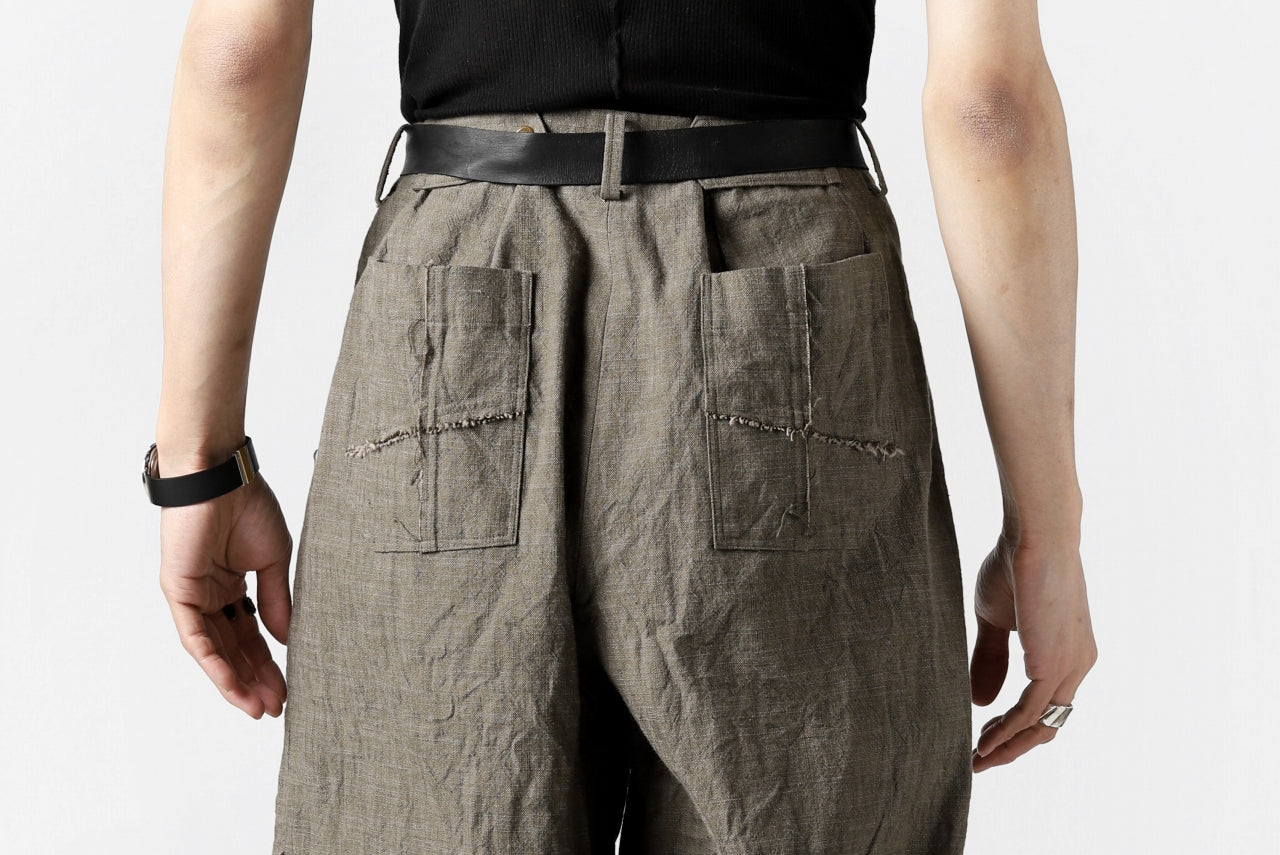 YUTA MATSUOKA cross switch cropped pants / spec dyed canvas (khaki)