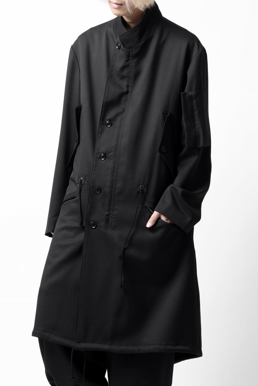 Y's BANG ON! No.188 GABARDINE PEAKED LAPEL MILITARY COAT (BLACK)の