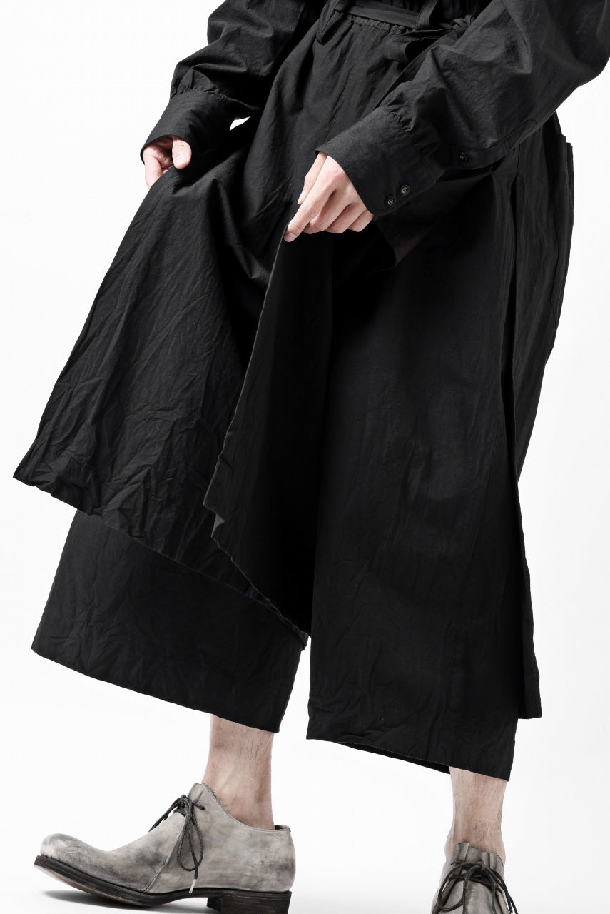 KLASICA VENT LAYERED FOLKLORE TROUSERS / HAND DYED COTTON-LINEN (BLACK)