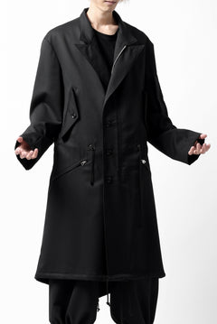 Load image into Gallery viewer, Y&#39;s BANG ON! No.188 GABARDINE PEAKED LAPEL MILITARY COAT (BLACK)