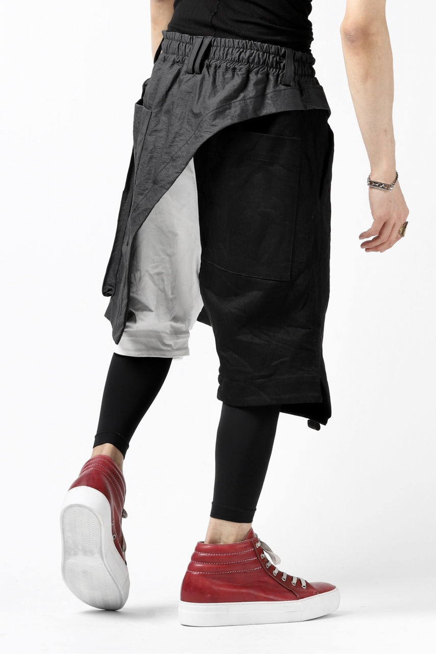 A.F ARTEFACT "COVER" SLASHED LAYER SHORTS (BLACK×WHITE)