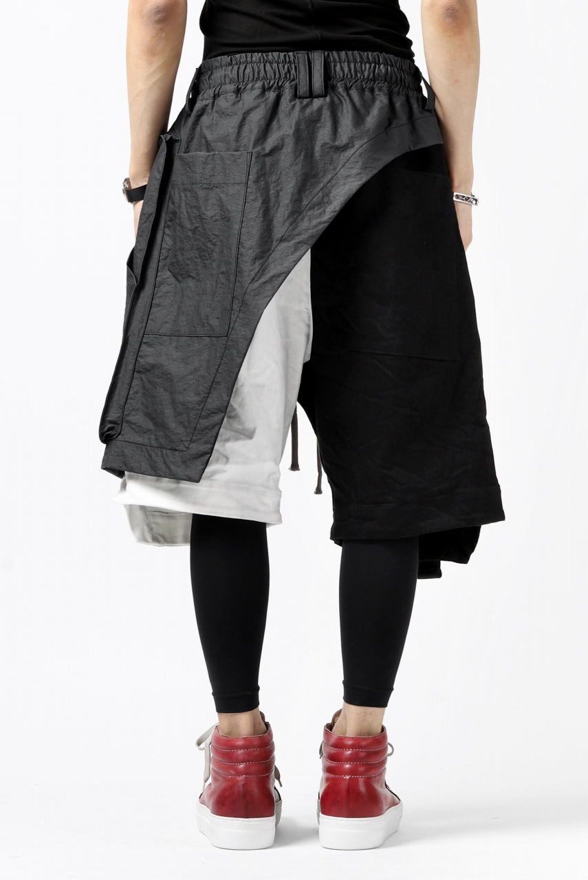 A.F ARTEFACT "COVER" SLASHED LAYER SHORTS (BLACK×WHITE)