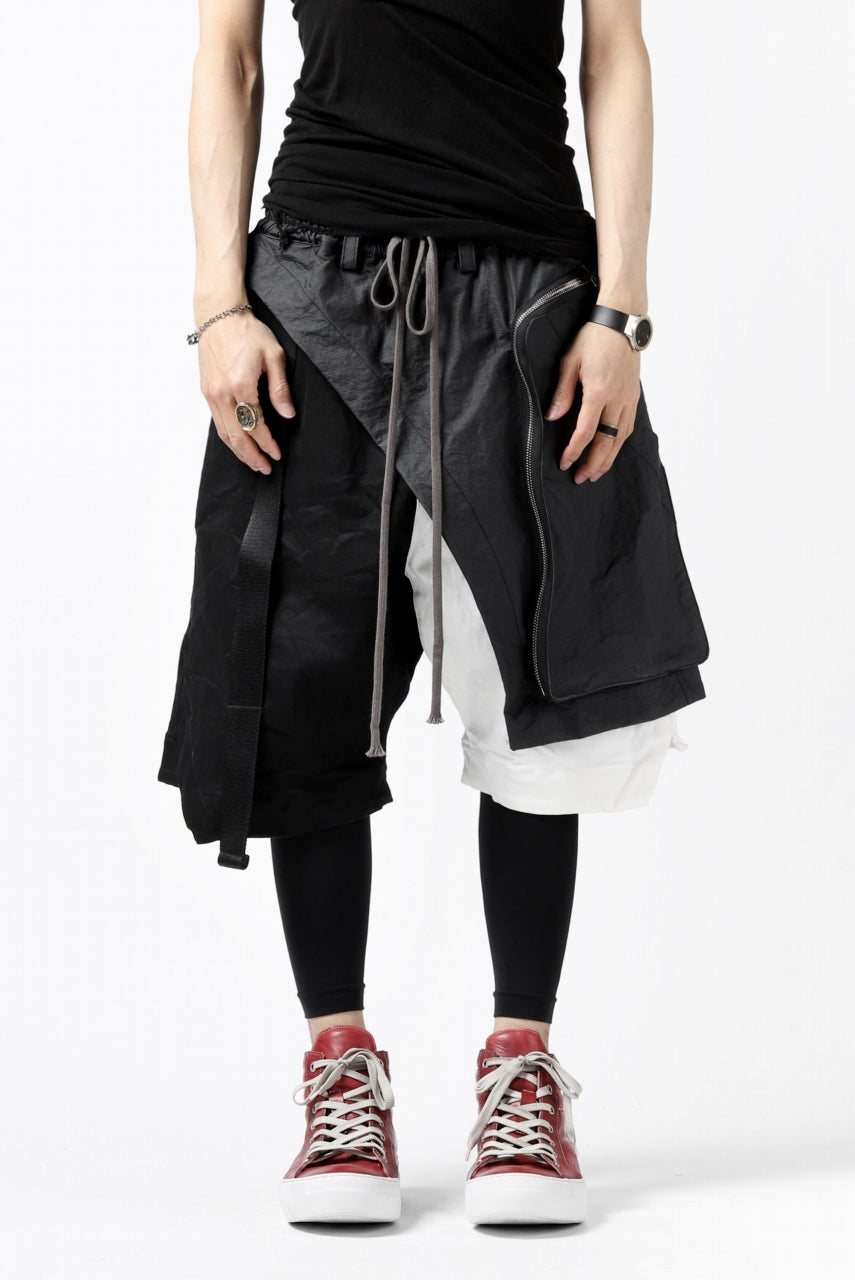 画像をギャラリービューアに読み込む, A.F ARTEFACT &quot;COVER&quot; SLASHED LAYER SHORTS (BLACK×WHITE)