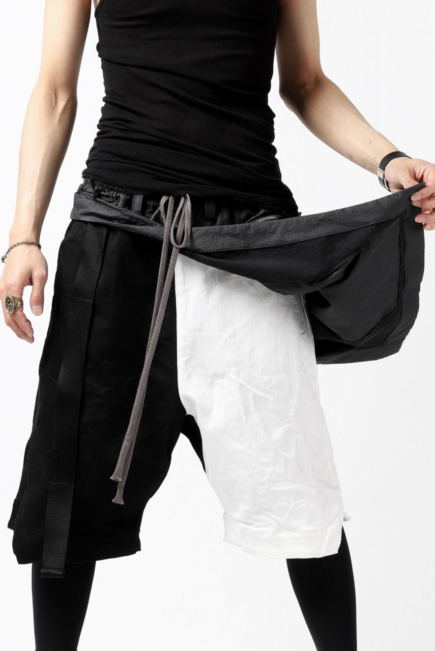 A.F ARTEFACT "COVER" SLASHED LAYER SHORTS (BLACK×WHITE)