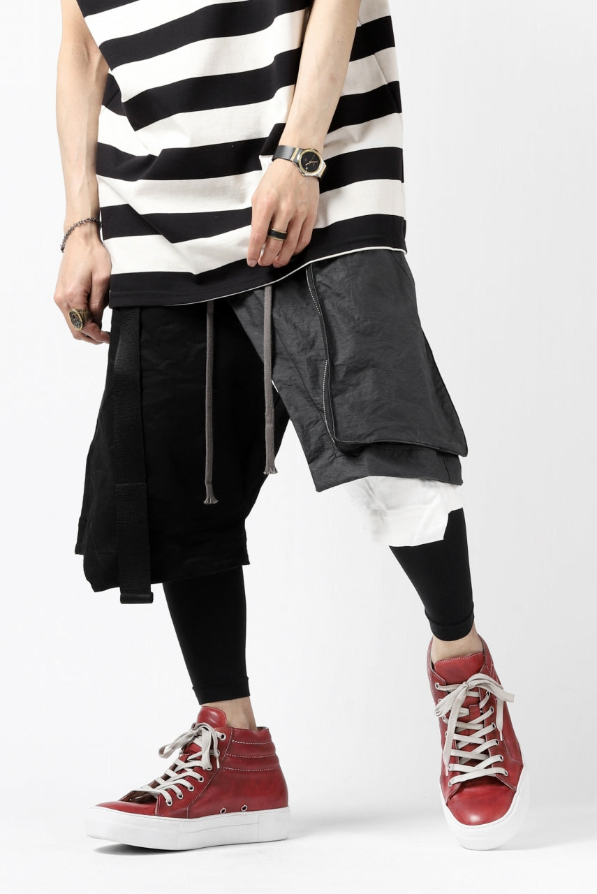 画像をギャラリービューアに読み込む, A.F ARTEFACT &quot;COVER&quot; SLASHED LAYER SHORTS (BLACK×WHITE)