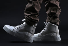 画像をギャラリービューアに読み込む, BORIS BIDJAN SABERI COW LEATHER MID CUT SNEAKER / WASHED &amp; HAND TREATED &quot;BAMBA1.1-SIN&quot; (LIGHT GREY)