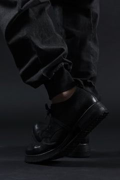 画像をギャラリービューアに読み込む, BORIS BIDJAN SABERI HORSE PUNCHING LEATHER DERBY SHOES / WASHED &amp; HAND-TREATED &quot;SHOE1-SIN&quot; (BLACK)