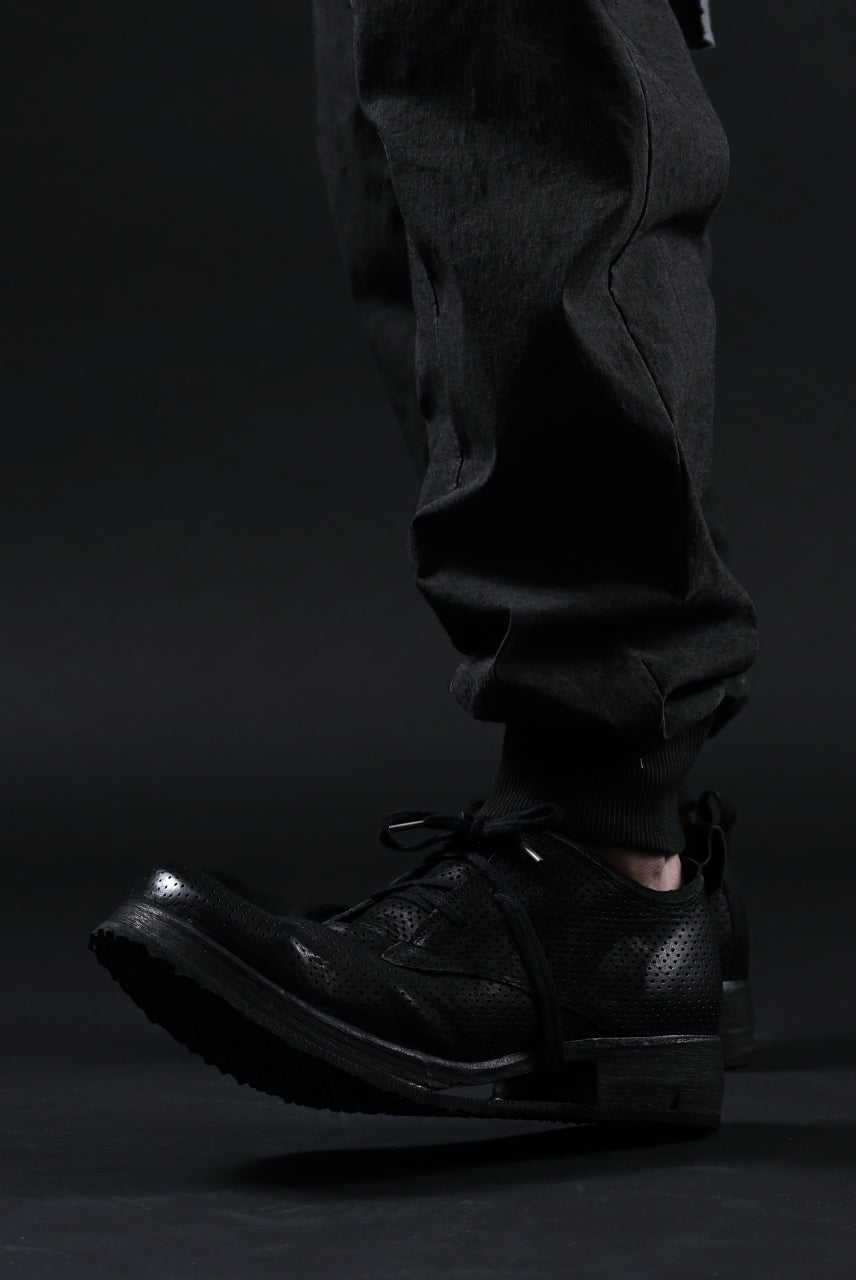 BORIS BIDJAN SABERI HORSE PUNCHING LEATHER DERBY SHOES / WASHED & HAND-TREATED "SHOE1-SIN" (BLACK)