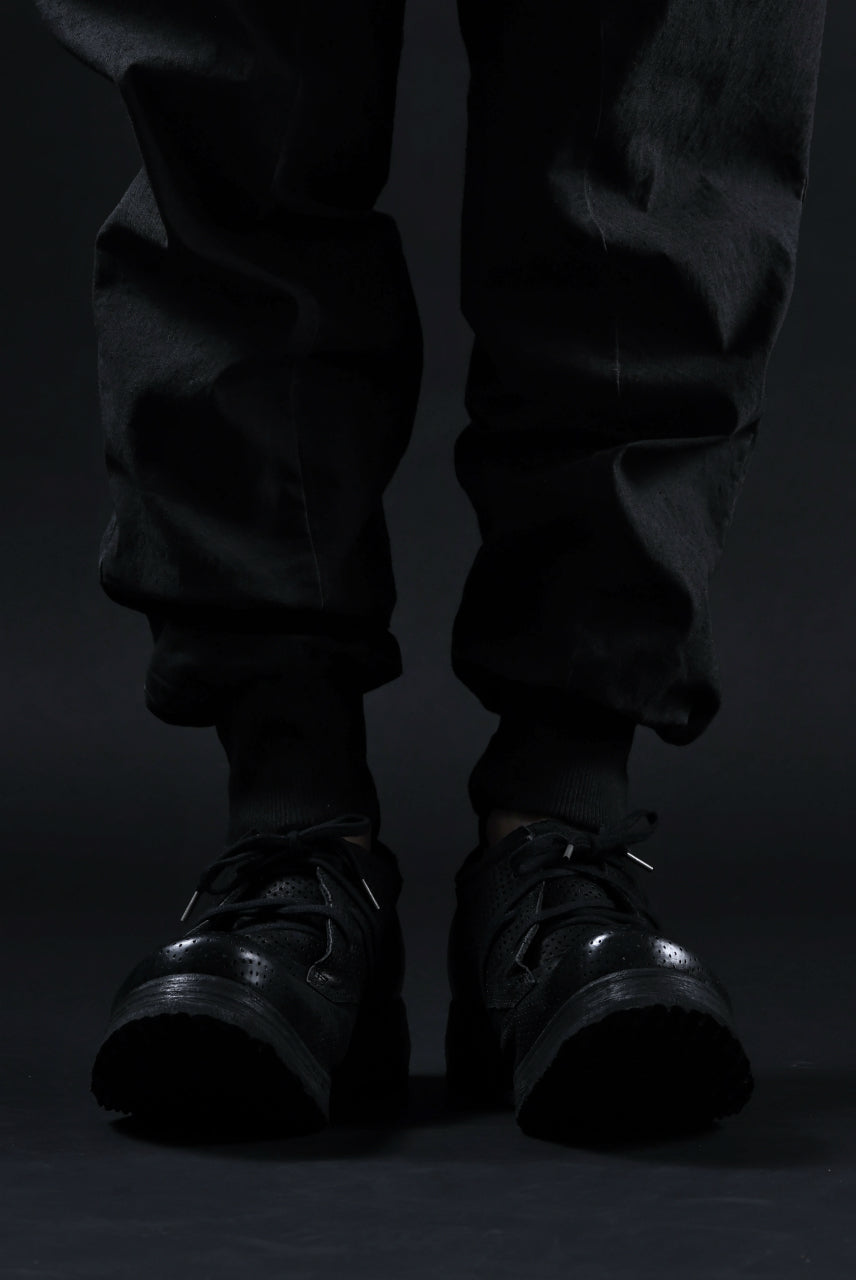 画像をギャラリービューアに読み込む, BORIS BIDJAN SABERI HORSE PUNCHING LEATHER DERBY SHOES / WASHED &amp; HAND-TREATED &quot;SHOE1-SIN&quot; (BLACK)