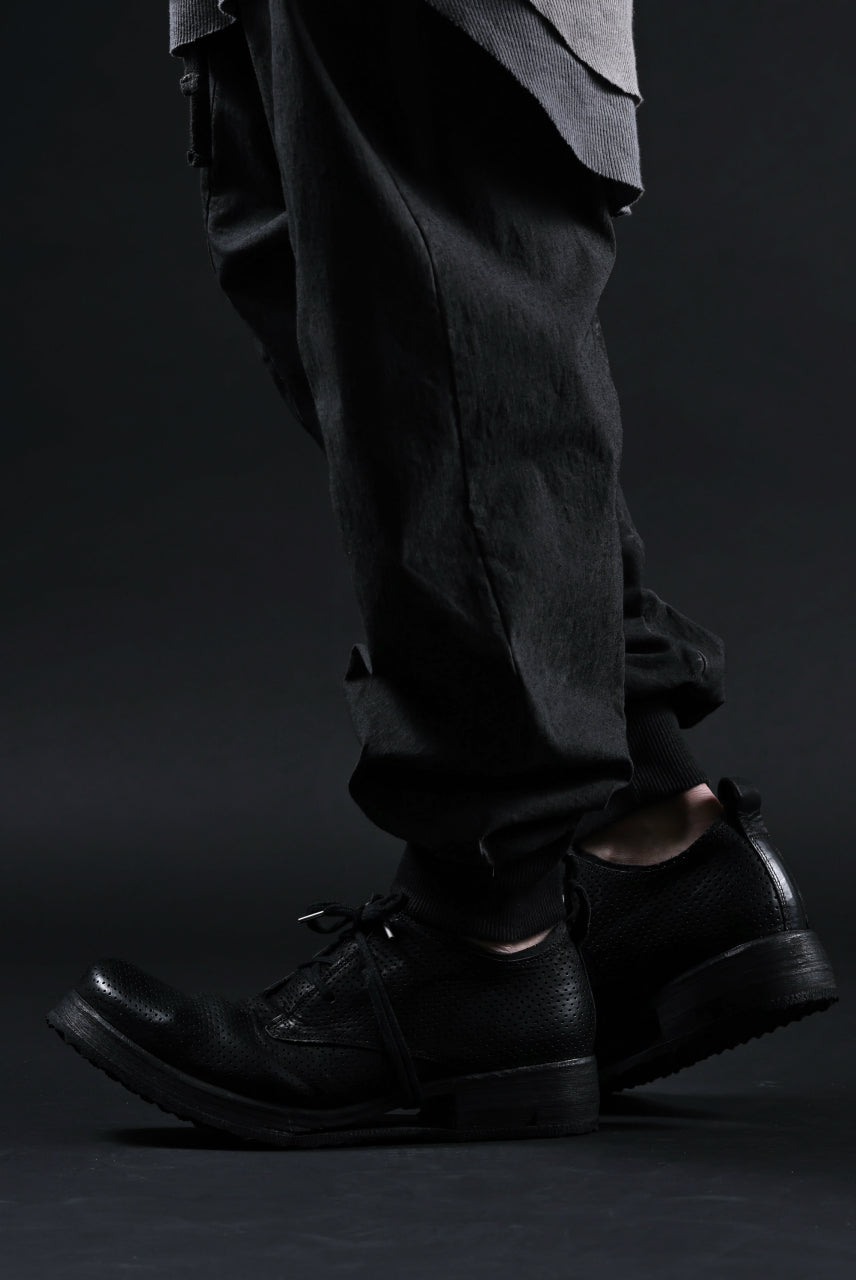 BORIS BIDJAN SABERI HORSE PUNCHING LEATHER DERBY SHOES / WASHED & HAND-TREATED "SHOE1-SIN" (BLACK)