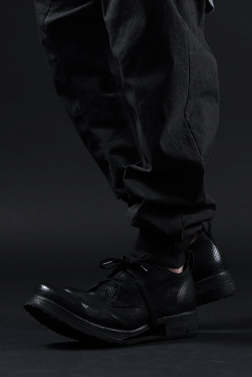 BORIS BIDJAN SABERI HORSE PUNCHING LEATHER DERBY SHOES / WASHED & HAND-TREATED "SHOE1-SIN" (BLACK)