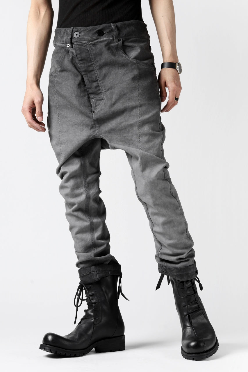 11 BY BORIS BIDJAN SABERI LOW-DROPPED CROTCH BAGGY PANT "P4C-F-1481" (STRETCH DENIM / DIRTY GREY)