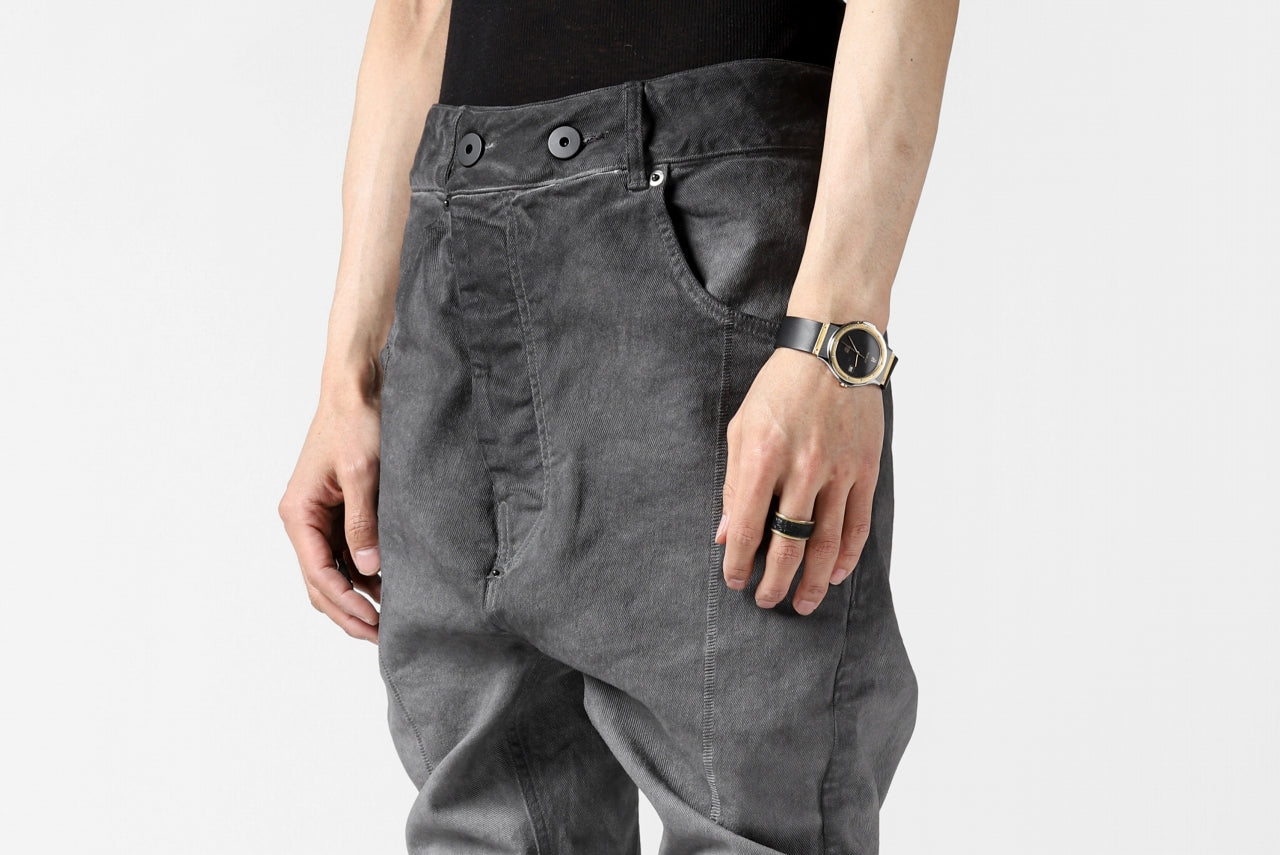 11 BY BORIS BIDJAN SABERI LOW-DROPPED CROTCH BAGGY PANT "P4C-F-1481" (STRETCH DENIM / DIRTY GREY)