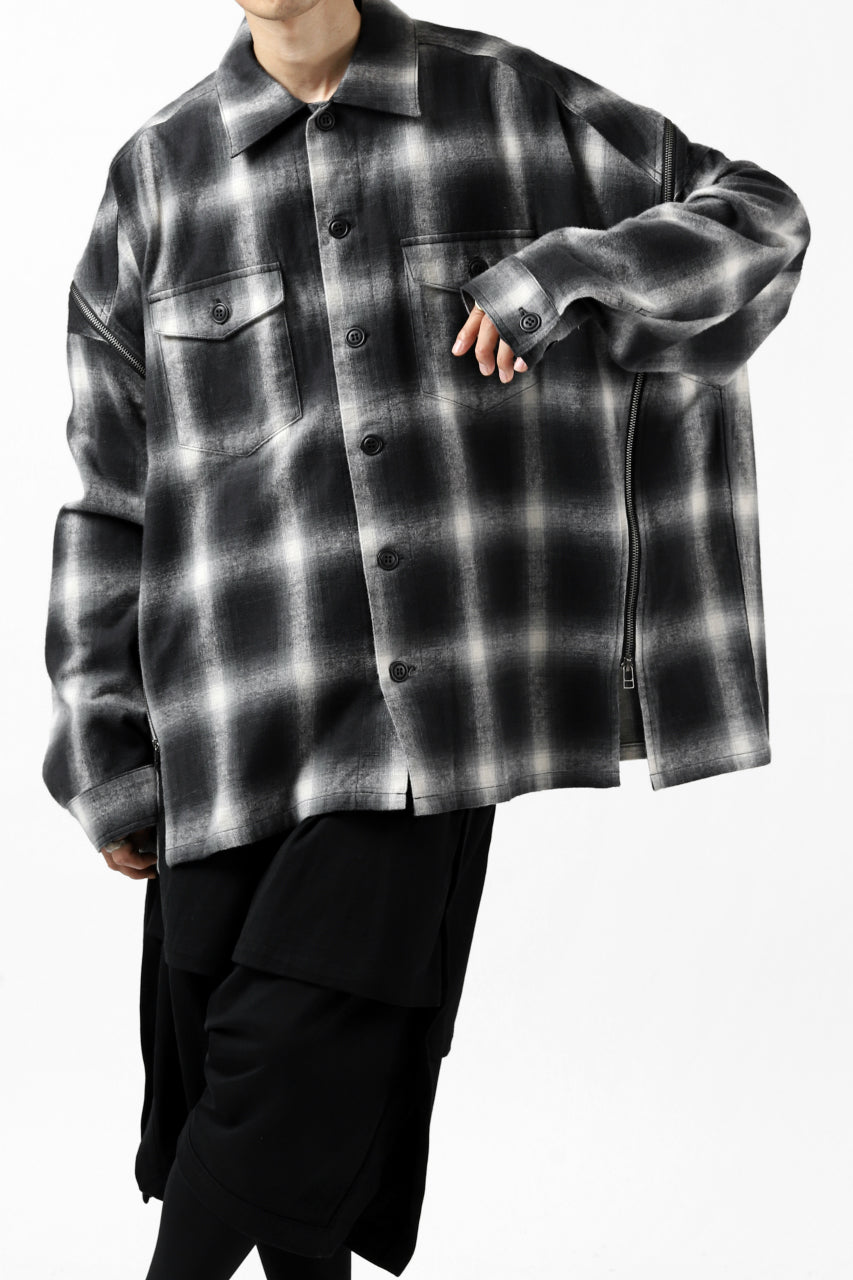 FACETASM CHECK ZIPPER SHIRT (BLACK)