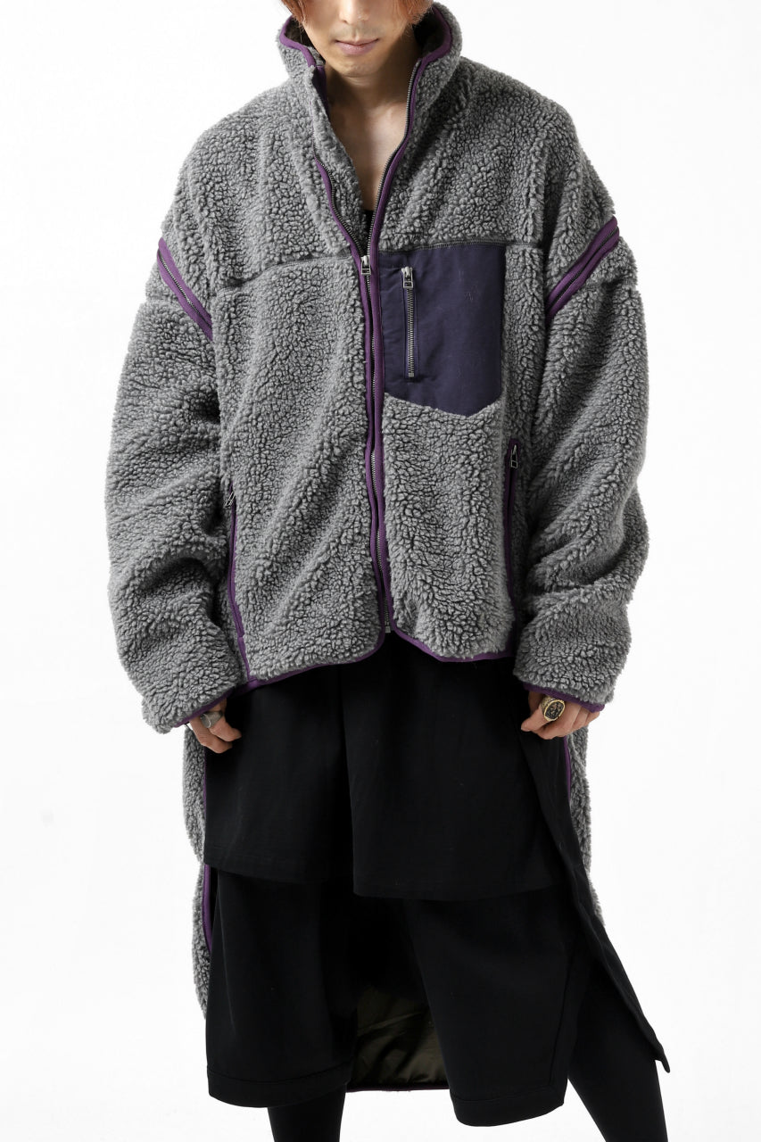 画像をギャラリービューアに読み込む, FACETASM HIGH-LOW ZIPPER FLEECE JACKET (GREY)