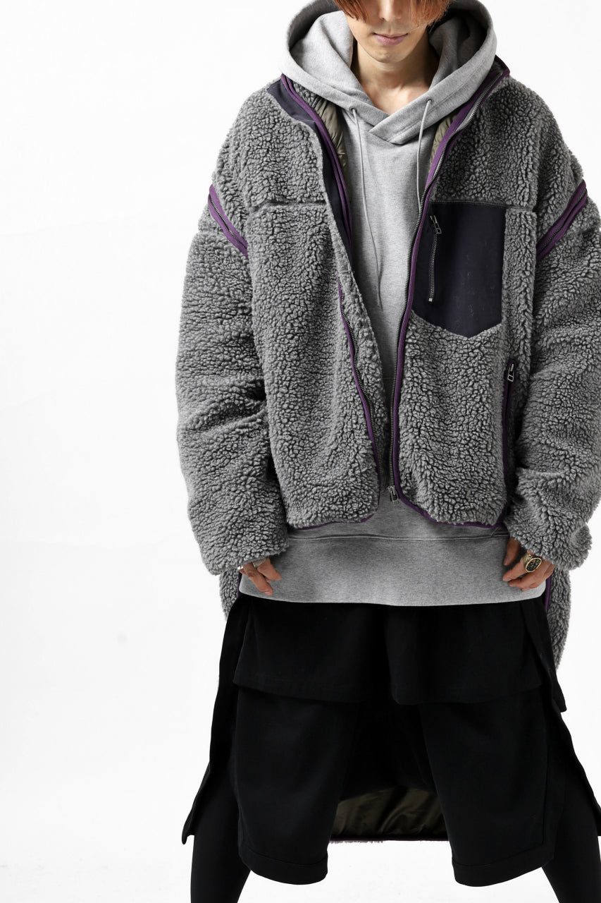 画像をギャラリービューアに読み込む, FACETASM HIGH-LOW ZIPPER FLEECE JACKET (GREY)