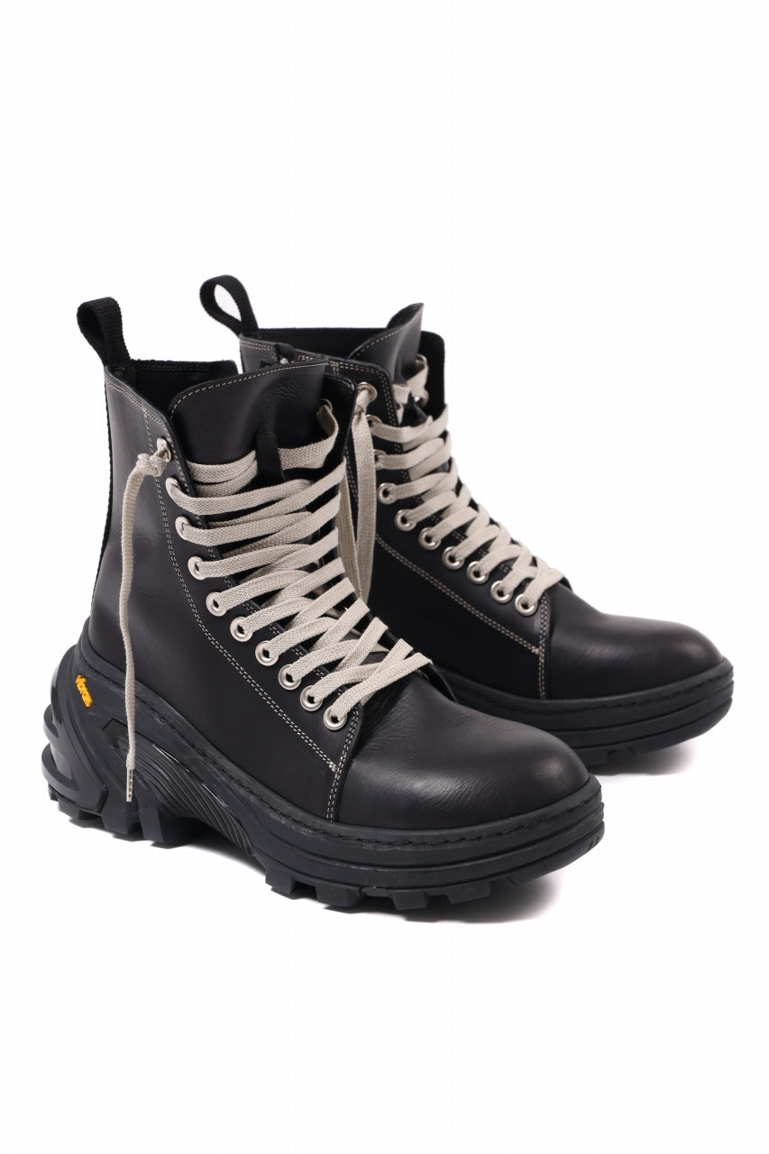Portaille exclusive TACTICAL LACE & SIDE ZIP BOOTS / ITALIAN VACHETTA SMOOTH &  VB-ALEX (BLACK)