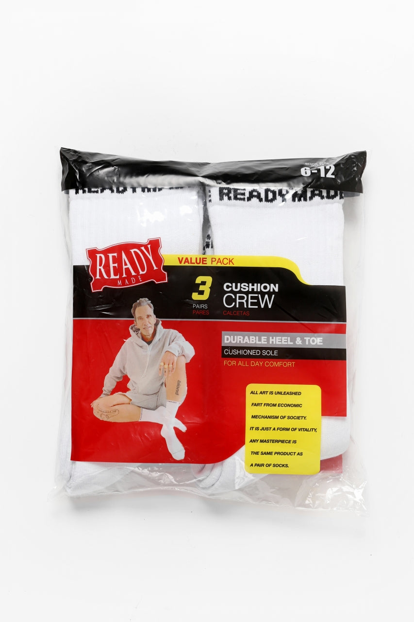 READYMADE 3 PAIRS CREW SOCKS FIRE (WHITE)