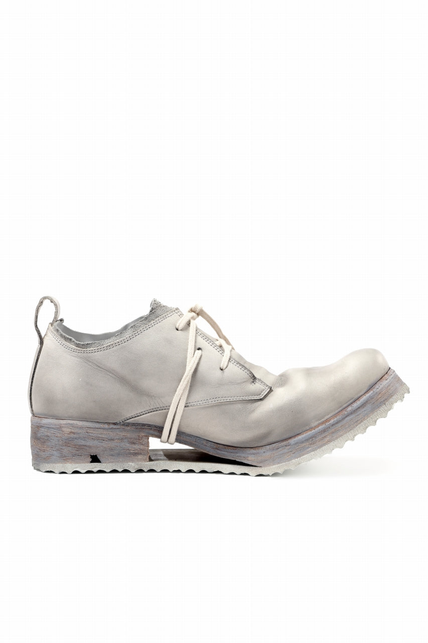 BORIS BIDJAN SABERI HORSE LEATHER DERBY SHOES / WASHED & HAND-TREATED "SHOE1" (LIGHT GREY)