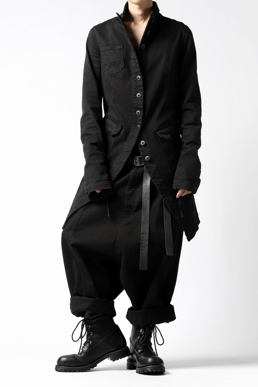 PAL OFFNER EXTREME LOW TROUSERS with DOUBLE BELT / DENIM (BLACK)の 