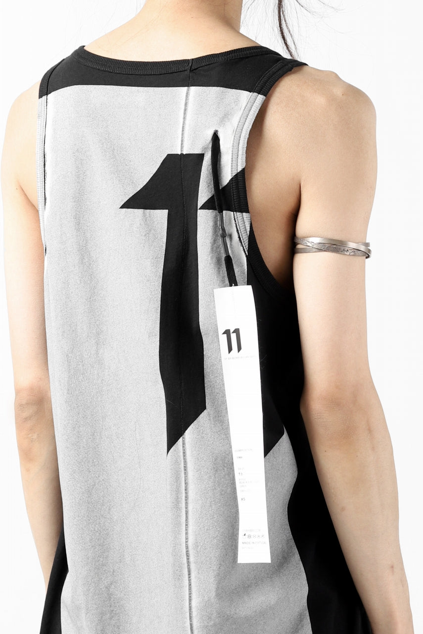 11 BY BORIS BIDJAN SABERI BACK BLOCK LOGO TANK TOP "T3-F-1101" (BLACK DYE - LIGHT GREY)