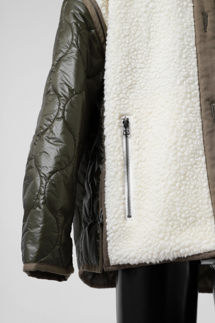 画像をギャラリービューアに読み込む, FACETASM ZIPPER SHERPA QUILTED LINER JACKET (ECRU x KHAKI)