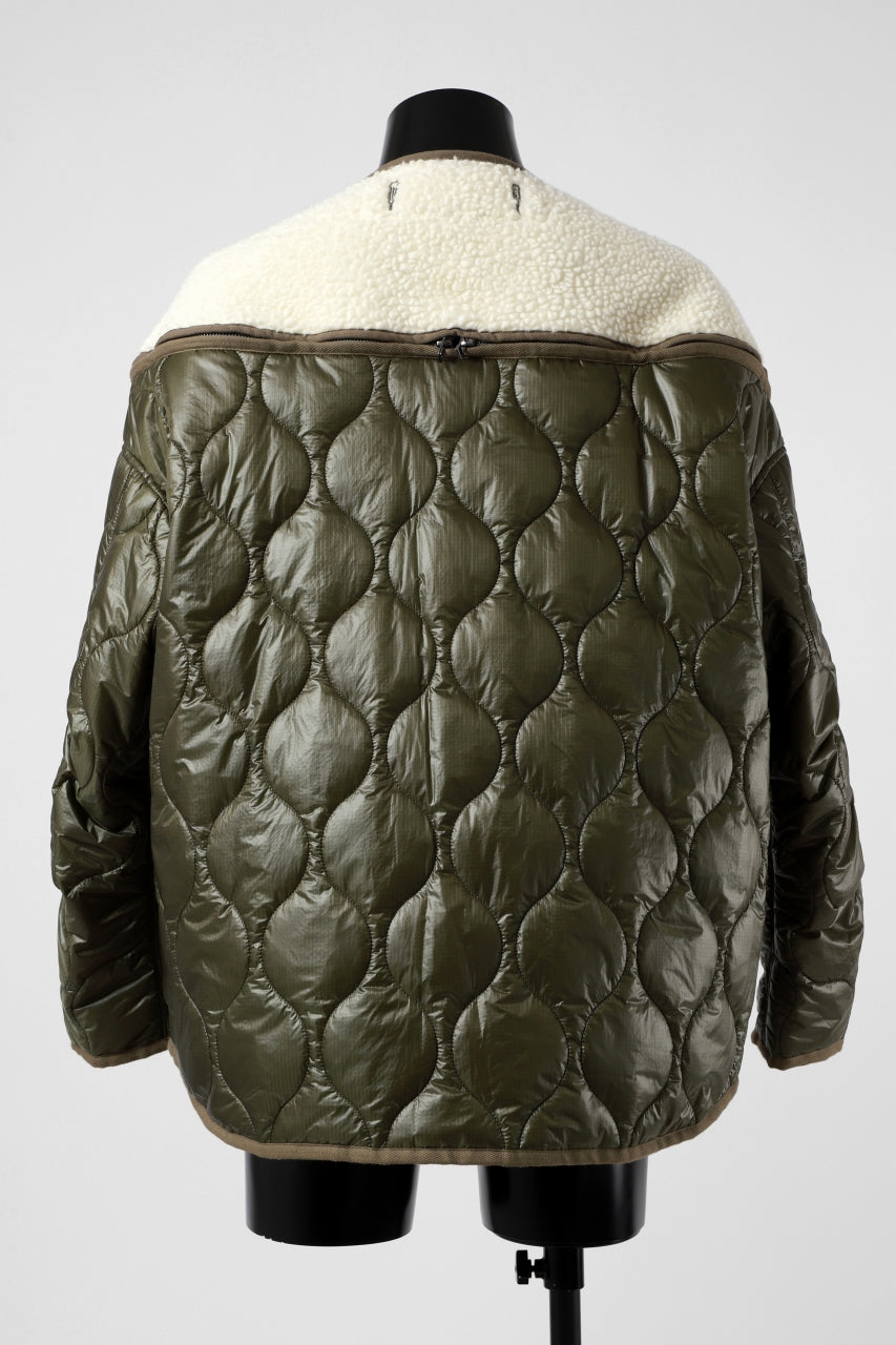 Load image into Gallery viewer, FACETASM ZIPPER SHERPA QUILTED LINER JACKET (ECRU x KHAKI)