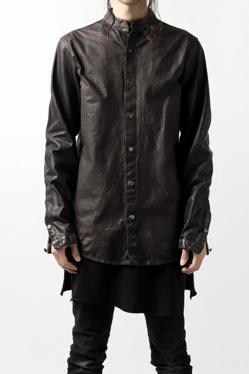 画像をギャラリービューアに読み込む, ISAMU KATAYAMA BACKLASH exclusive LEATHER SHIRT / ITALY SHOULDER 0.6mm (DARK GREY)