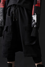 Load image into Gallery viewer, MASSIMO SABBADIN LOW CLOTCH SWEAT SHORTS wt. VINTAGE DENIM APP. (full black)