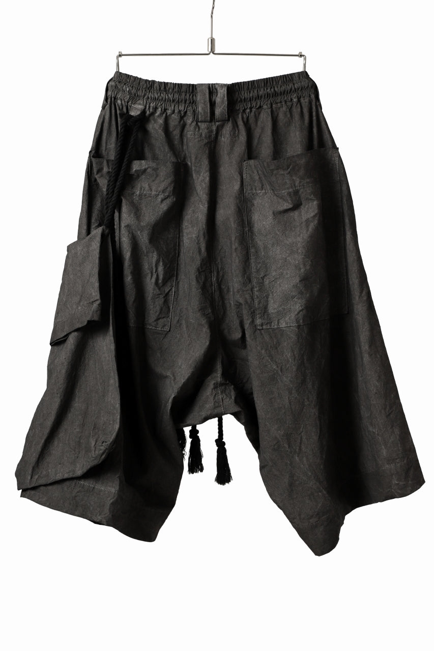 _vital drop crotch shorts with hanging pocket / (DEEP SUMI DYED)