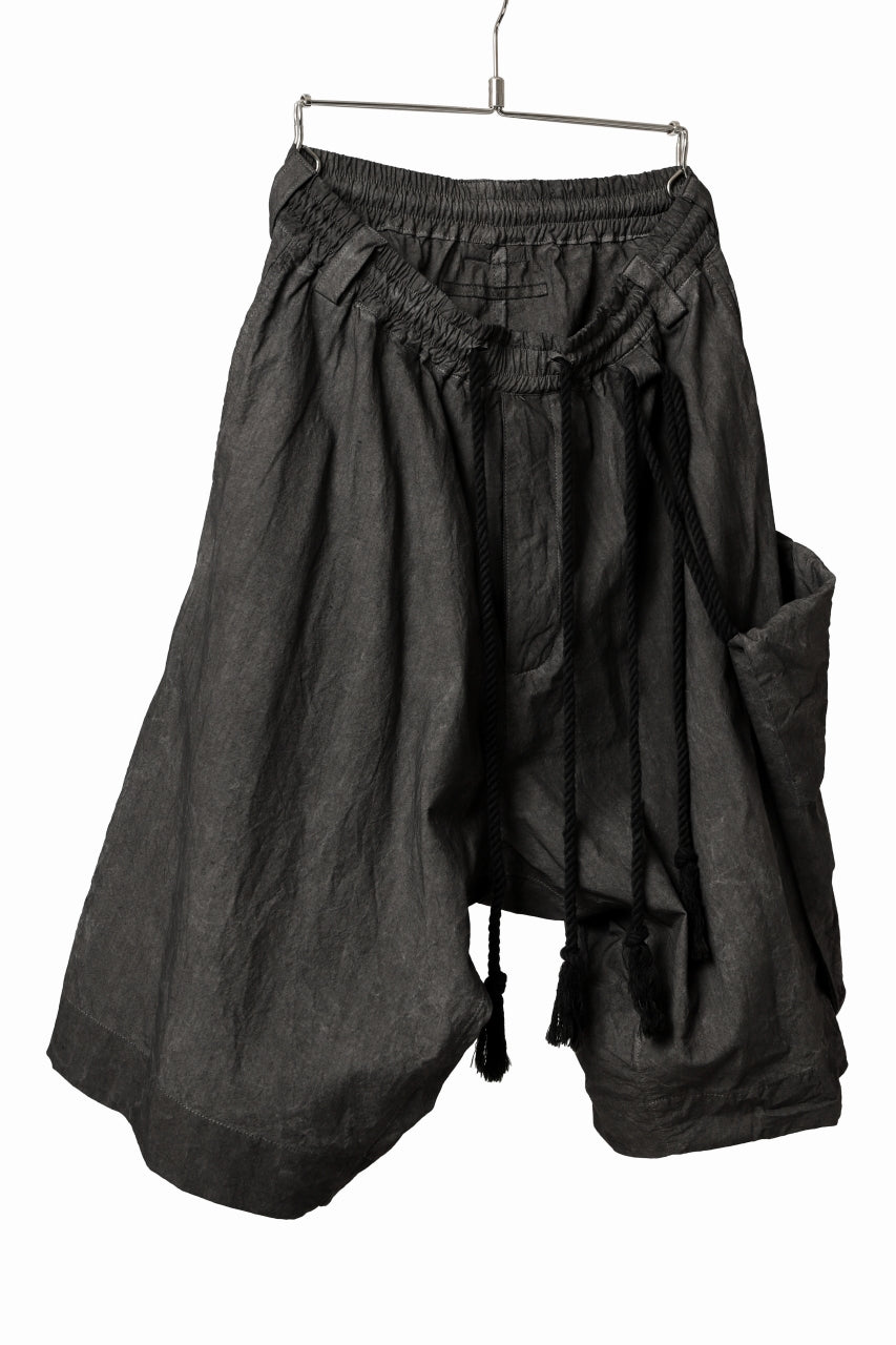 _vital drop crotch shorts with hanging pocket / (DEEP SUMI DYED)