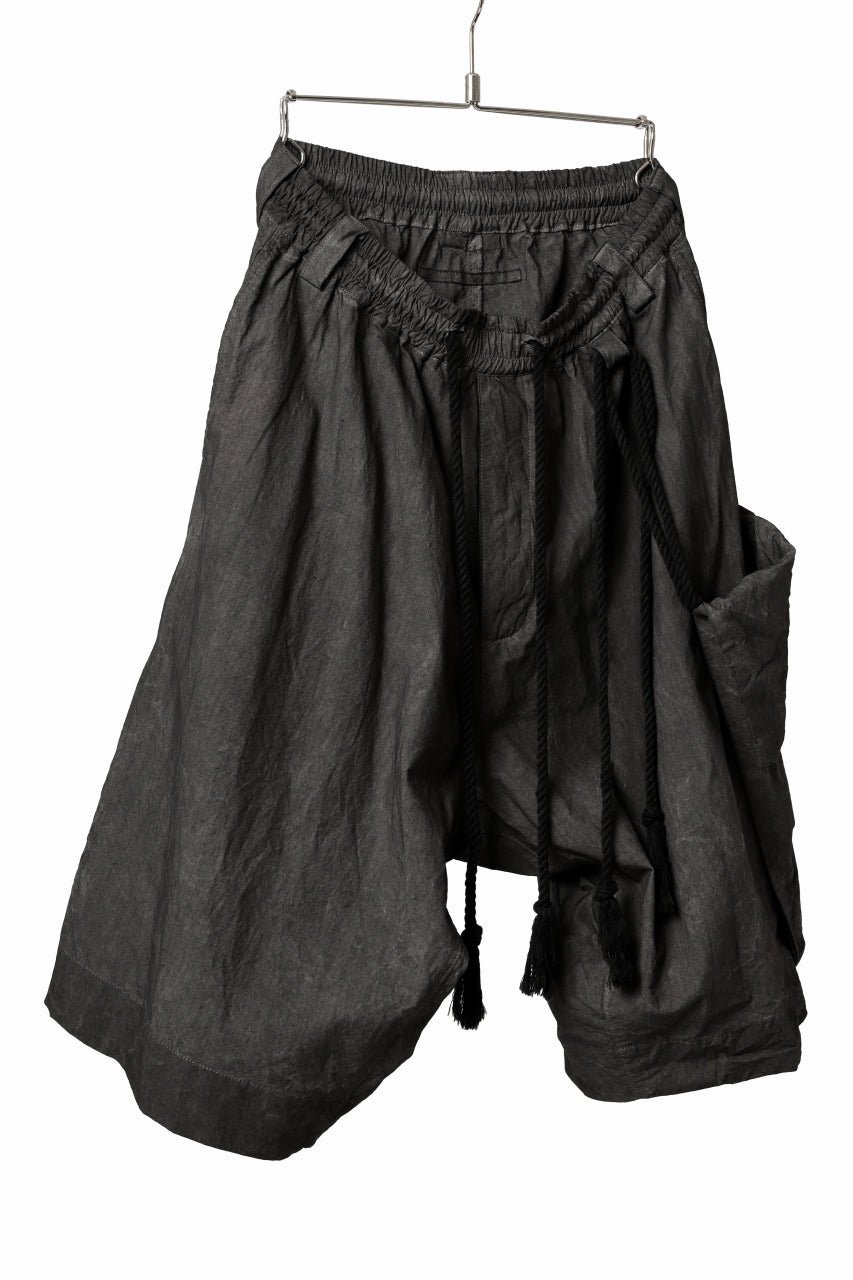 _vital drop crotch shorts with hanging pocket / (DEEP SUMI DYED