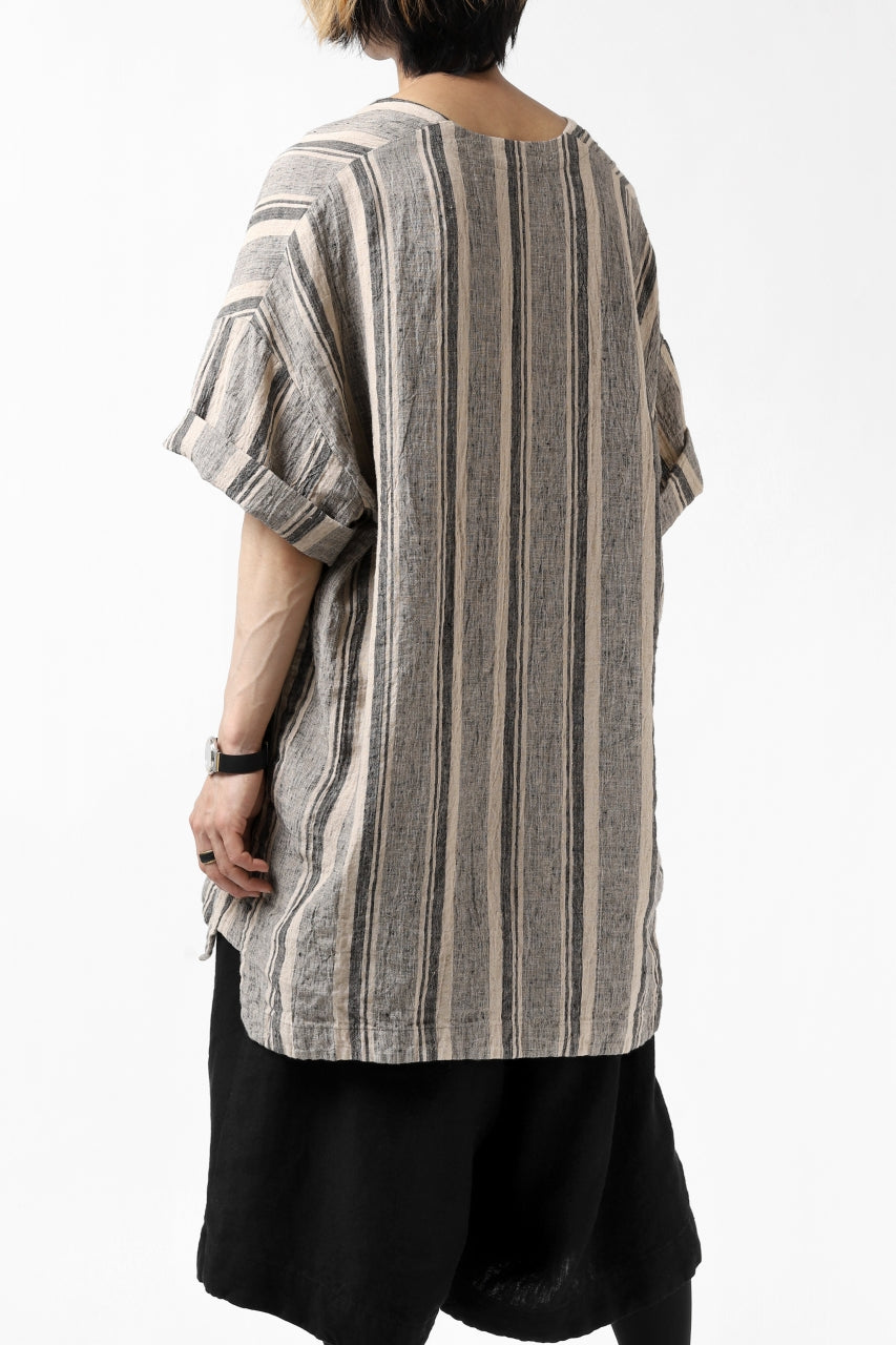 画像をギャラリービューアに読み込む, _vital exclusive minimal tunica tops / antique random stripe linen (BEIGE x BLACK)