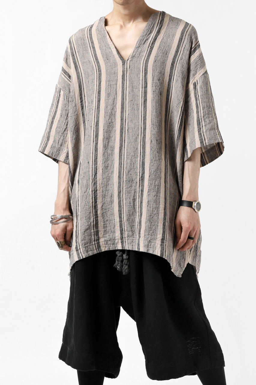 画像をギャラリービューアに読み込む, _vital exclusive minimal tunica tops / antique random stripe linen (BEIGE x BLACK)