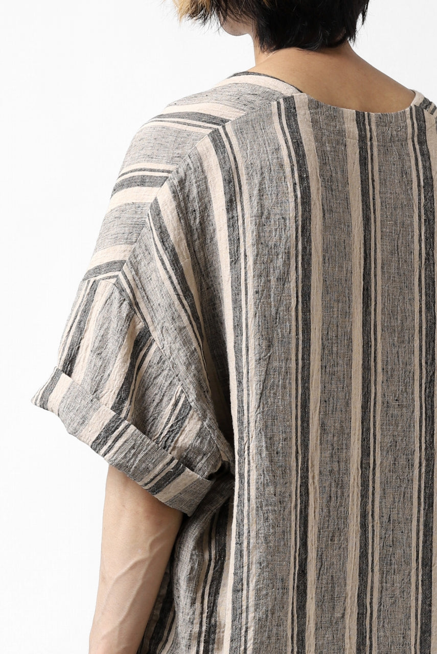 _vital exclusive minimal tunica tops / antique random stripe linen (BEIGE x BLACK)