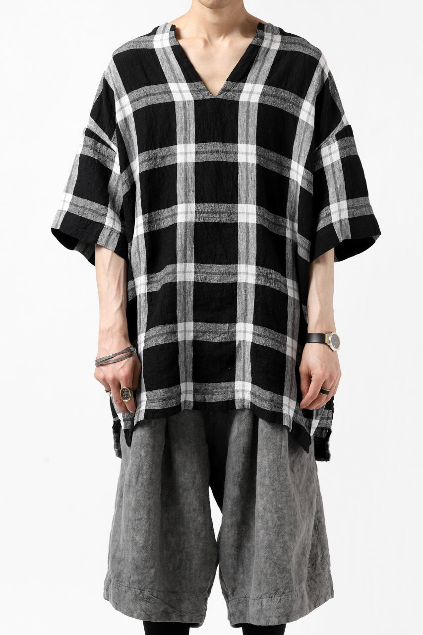 画像をギャラリービューアに読み込む, _vital exclusive minimal tunica tops / linen-plaid (BLACK x WHITE)