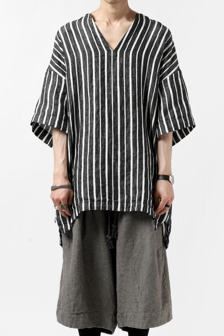 _vital exclusive minimal tunica tops / hickory stripe linen (BLACK x WHITE)