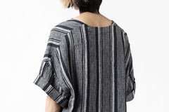 Load image into Gallery viewer, _vital exclusive collarless pullover shirt / vintage random striped linen (NAVY x WHITE)