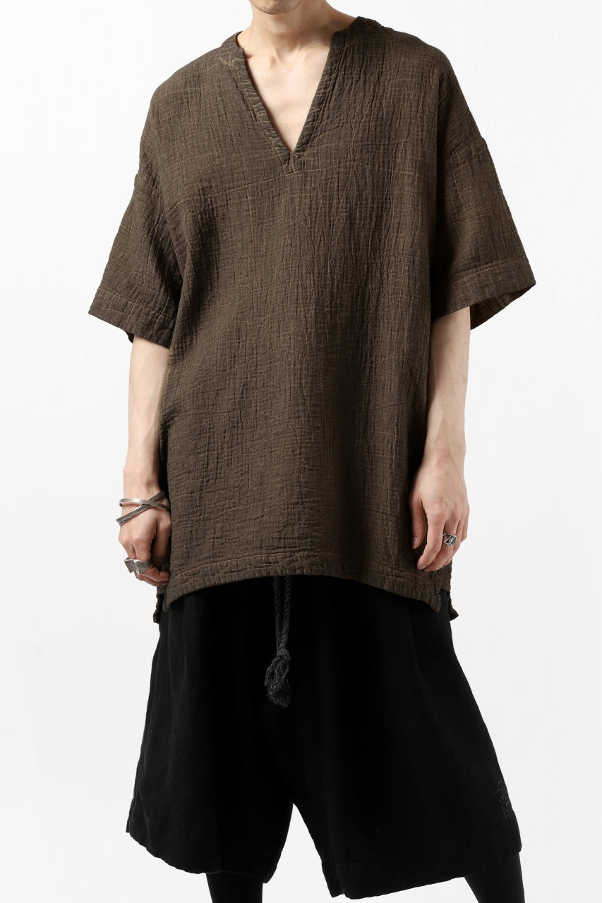 _vital exclusive minimal tunica tops / persimmon dyed linen (BROWN A)