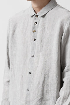 Load image into Gallery viewer, _vital button fly front shirt / sumi dyed organic linen (LIGHT GREY)