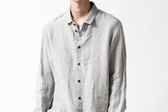 Load image into Gallery viewer, _vital button fly front shirt / sumi dyed organic linen (LIGHT GREY)