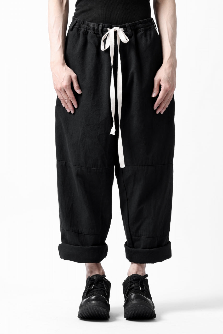 _vital easy straight trousers / cotton linen loose ox (BLACK)