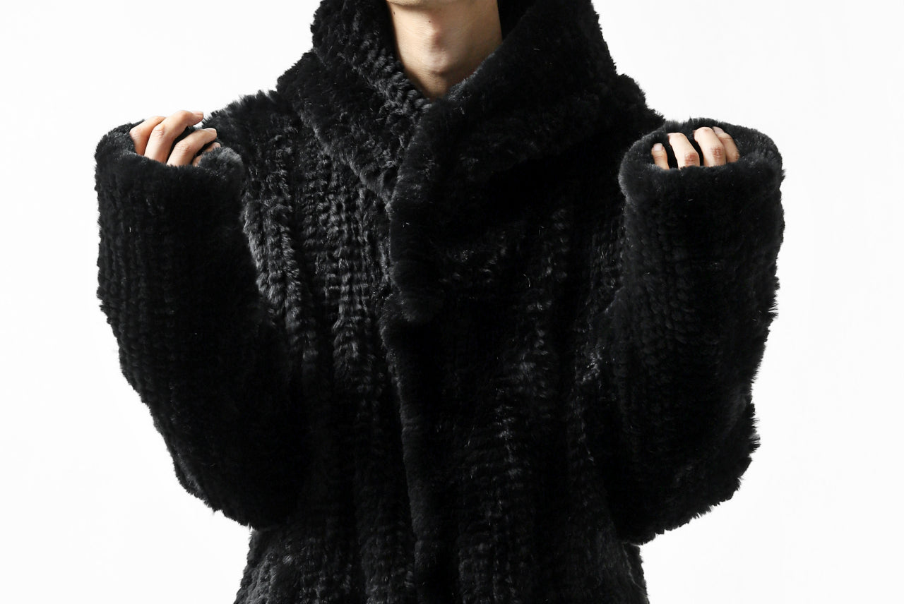 ISAMU KATAYAMA BACKLASH SNAP-HOODIE JACKET / RABBIT-FUR-KNIT